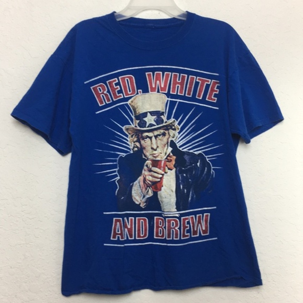 Men RED WHITE AND BREW Shirt size M